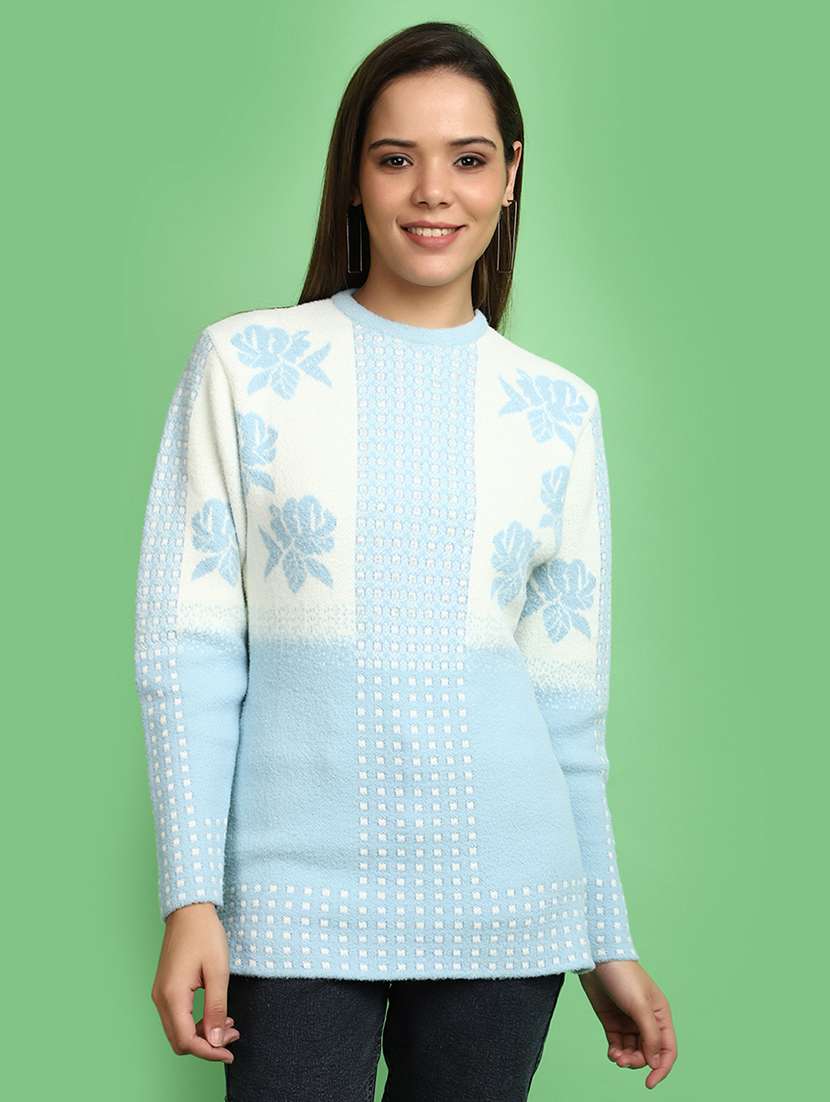 light blue self design pullover