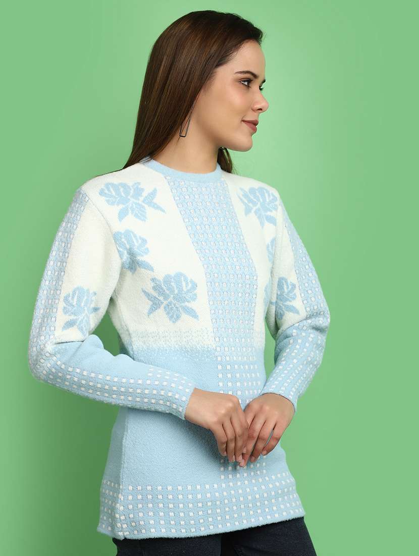 light blue self design pullover - 20591081 -  Standard Image - 1