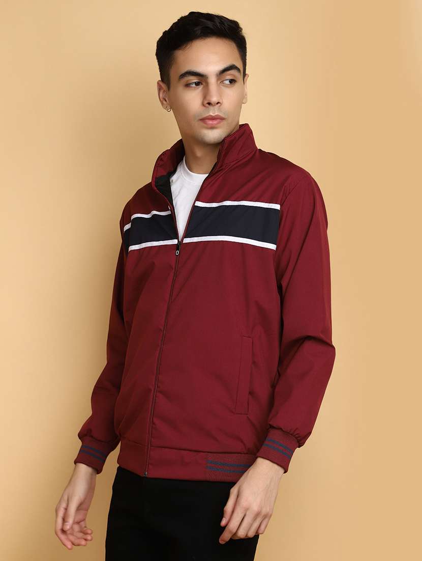 maroon cotton casual jacket - 20591104 -  Standard Image - 1