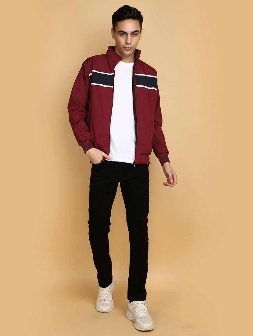 maroon cotton casual jacket - 20591104 -  Standard Image - 4