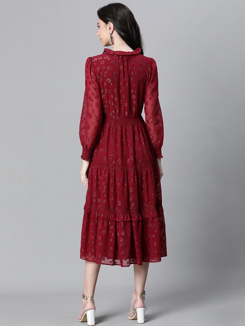 maroon polyester tiered dress - 20591134 - Standard Image - 4