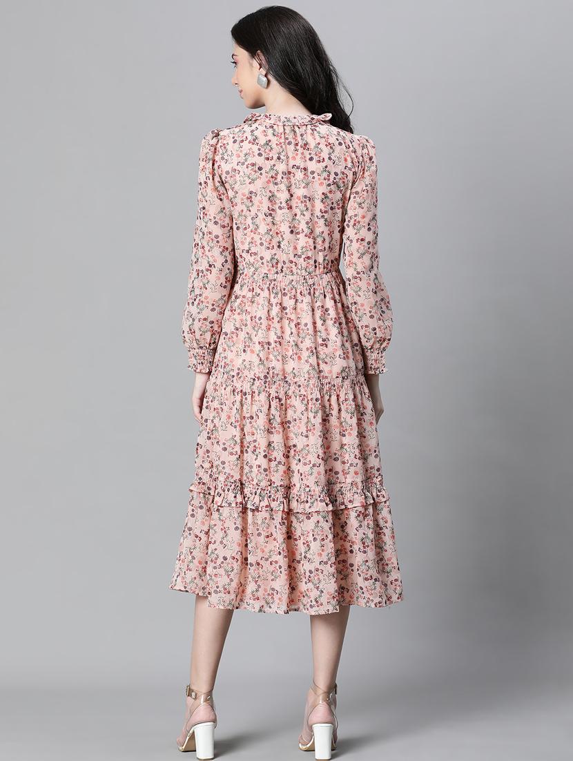 peach polyester tiered maxi dress - 20591135 - Standard Image - 4