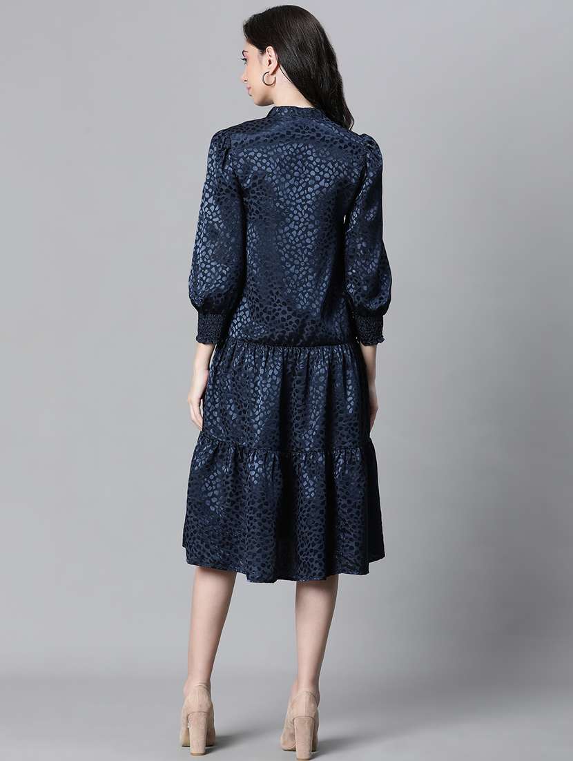 navy blue polyester tiered shirt dress - 20591140 -  Standard Image - 4
