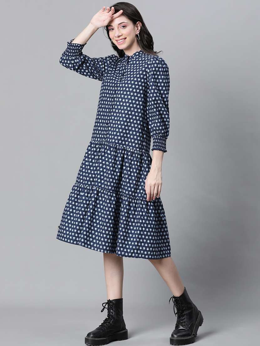 blue cotton tiered shirt dress - 20591141 -  Standard Image - 1