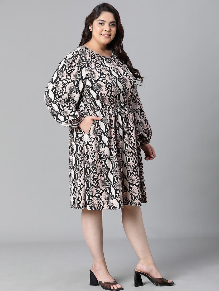 multi colored polyester aline dress - 20591147 -  Standard Image - 1