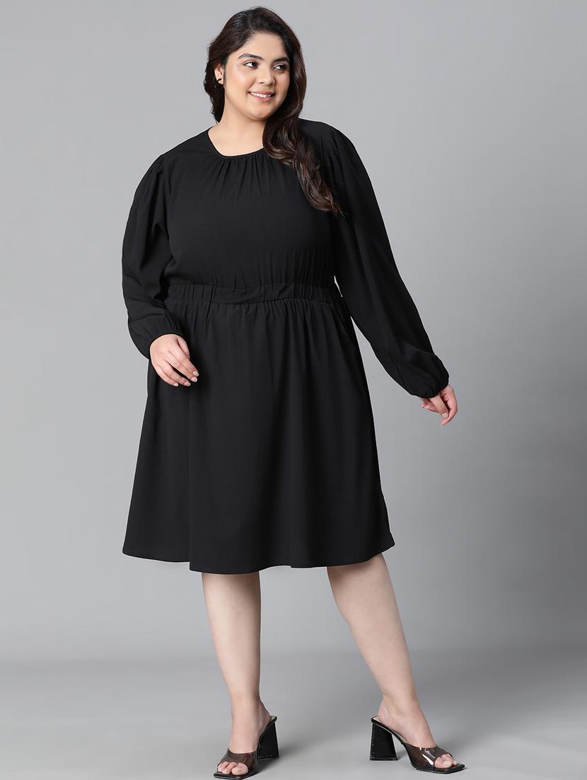 black polyester aline dress - 20591148 -  Standard Image - 1