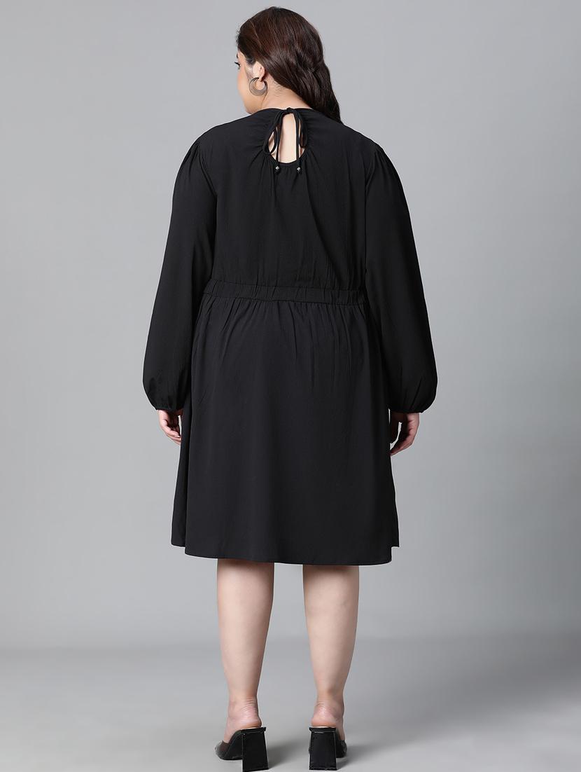 black polyester aline dress - 20591148 - Standard Image - 4