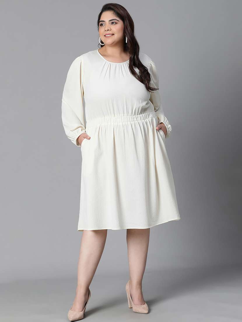 off-white viscose a-line dress - 20591150 - Standard Image - 1