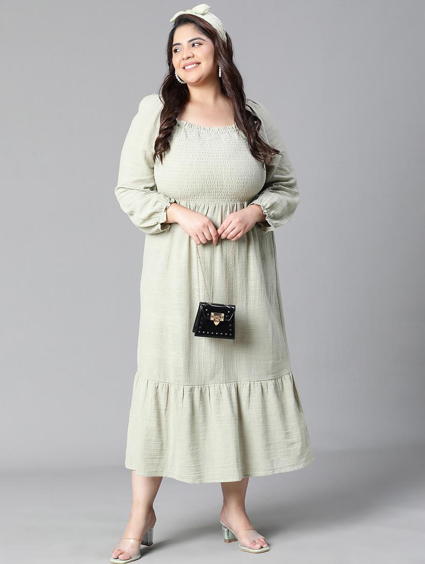 women smocked detailed plus size maxi dress - 20591151 -  Zoom Image - 0