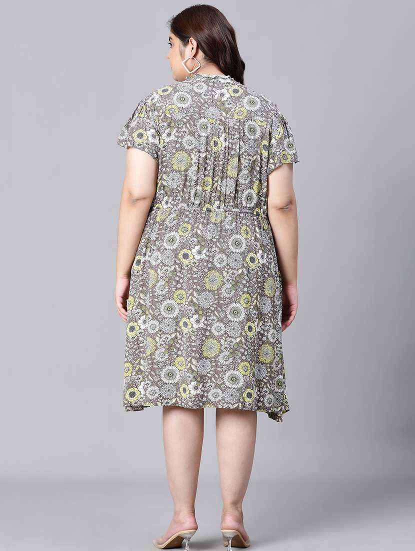 women floral printed button detailed plus size fit & flare dress - 20591152 -  Standard Image - 4