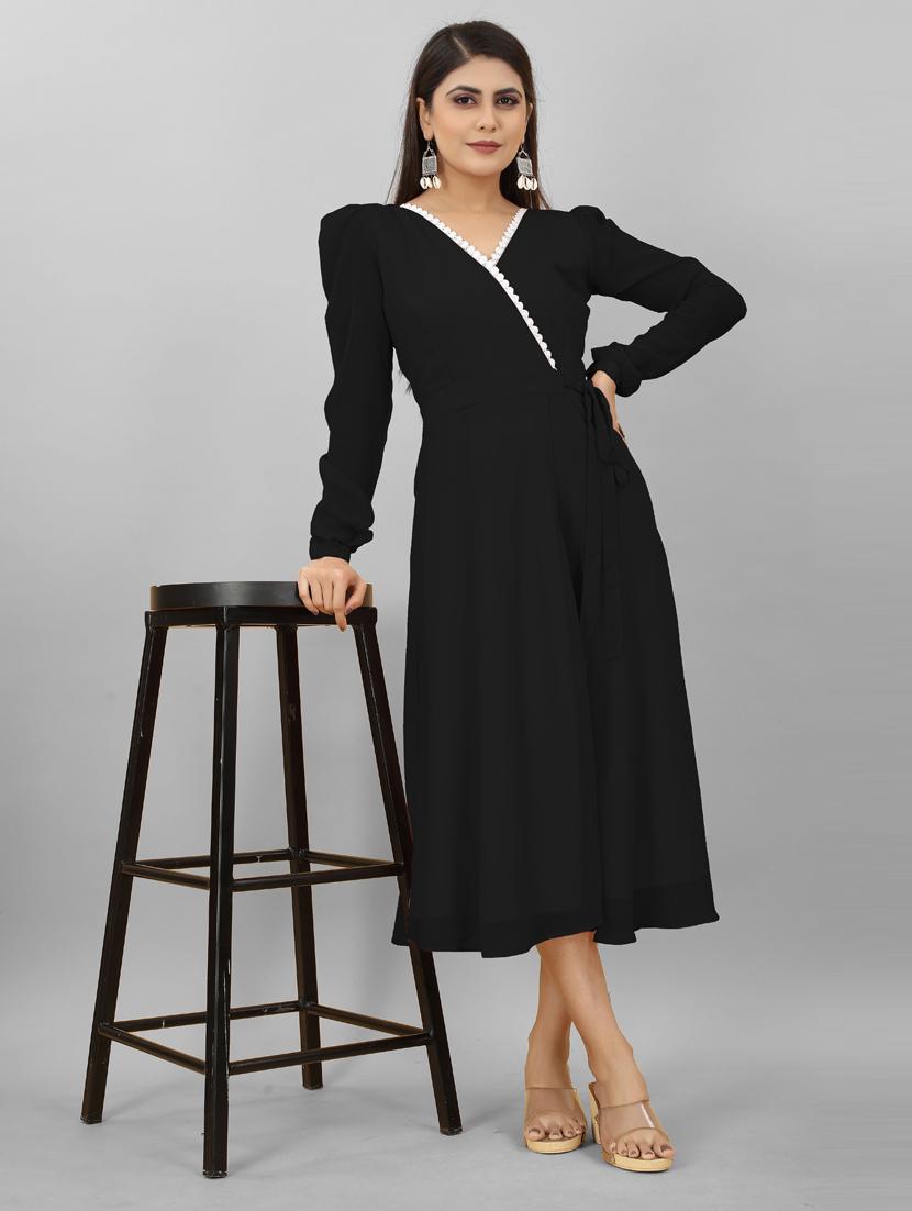 women v-neck solid a-line ethnic dress - 20592311 - Standard Image - 1