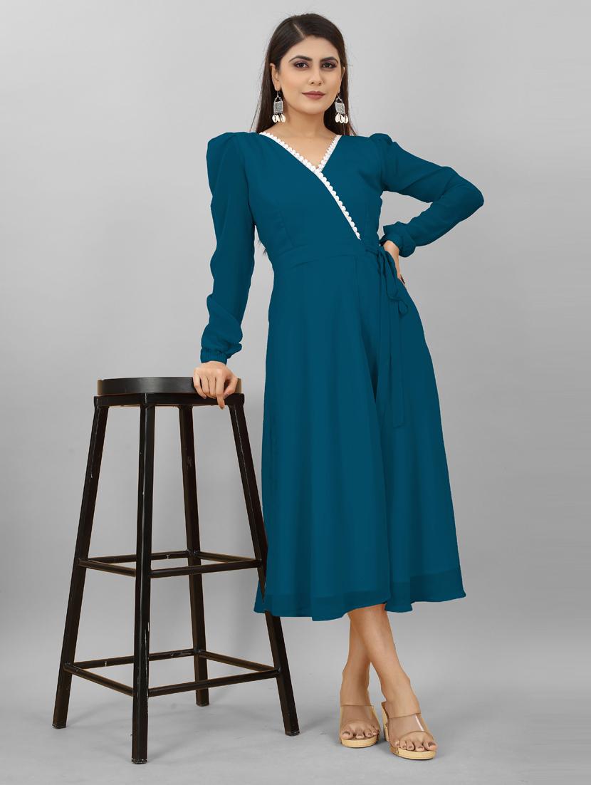 women lace work rayon a-line dress - 20592313 -  Standard Image - 1