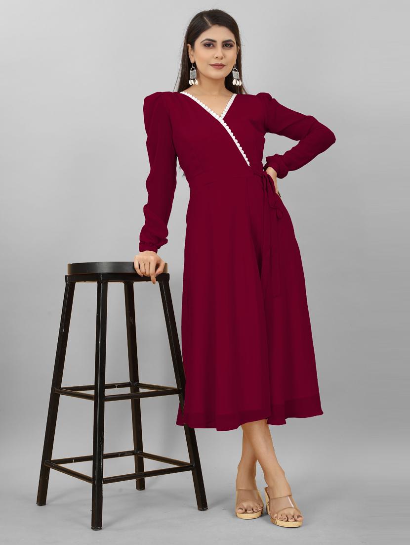 women lace work rayon a-line dress - 20592314 -  Standard Image - 1
