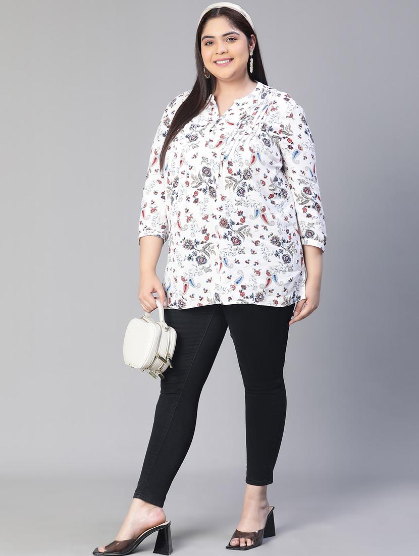 plus size women printed straight top - 20592336 - Standard Image - 4