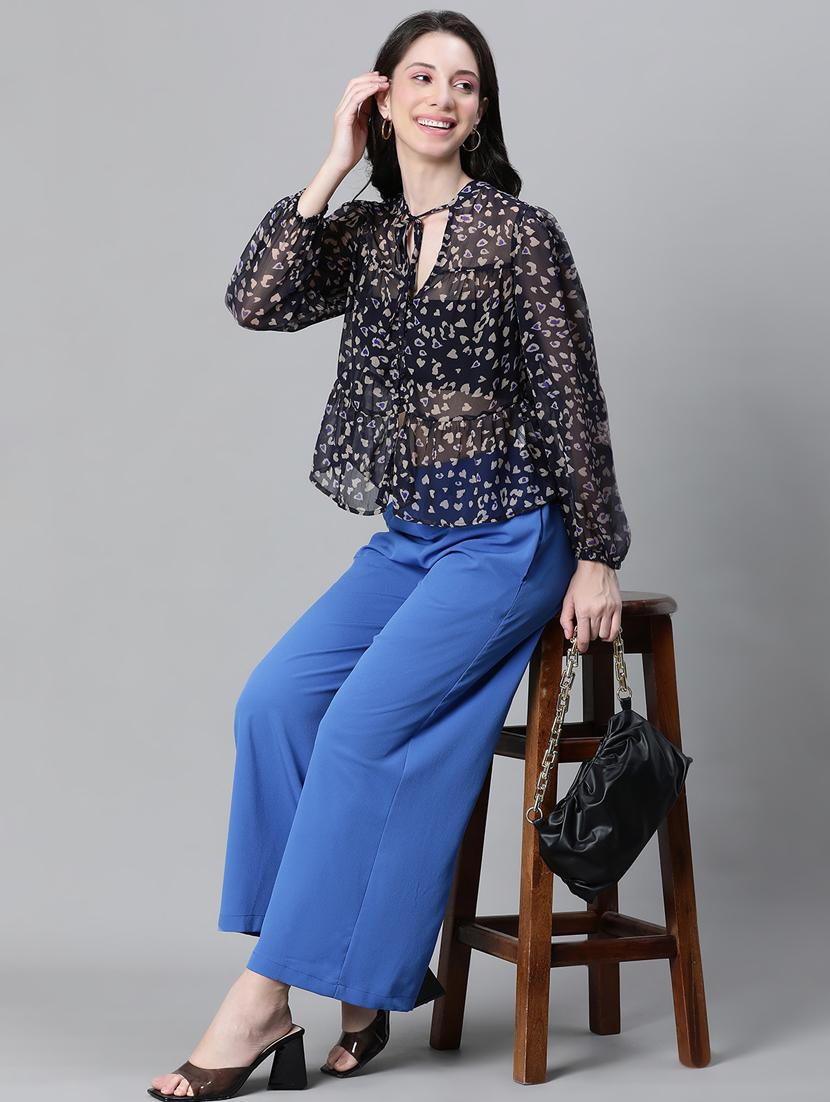 women animal print puff sleeves top - 20592362 - Standard Image - 4