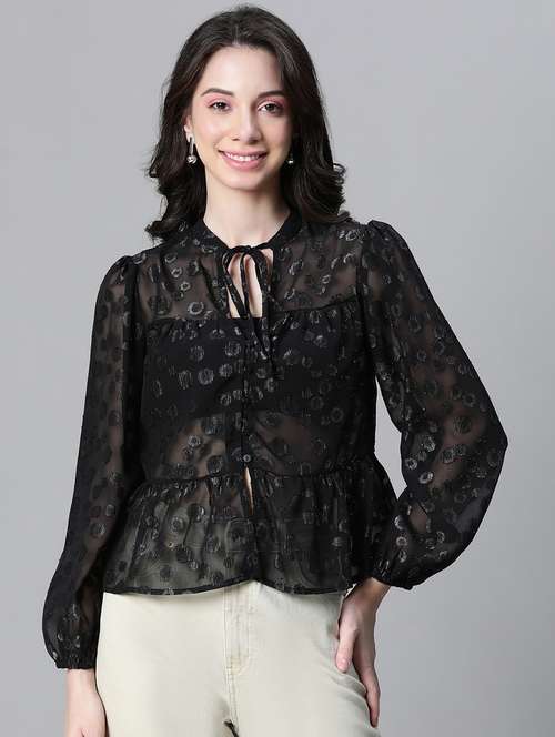 women self designed puff sleeves top - 20592364 - Standard Image - 0