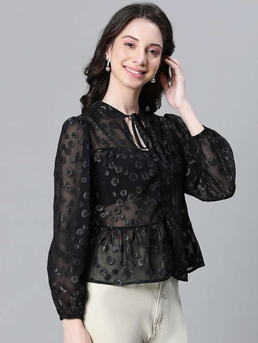 women self designed puff sleeves top - 20592364 - Standard Image - 1
