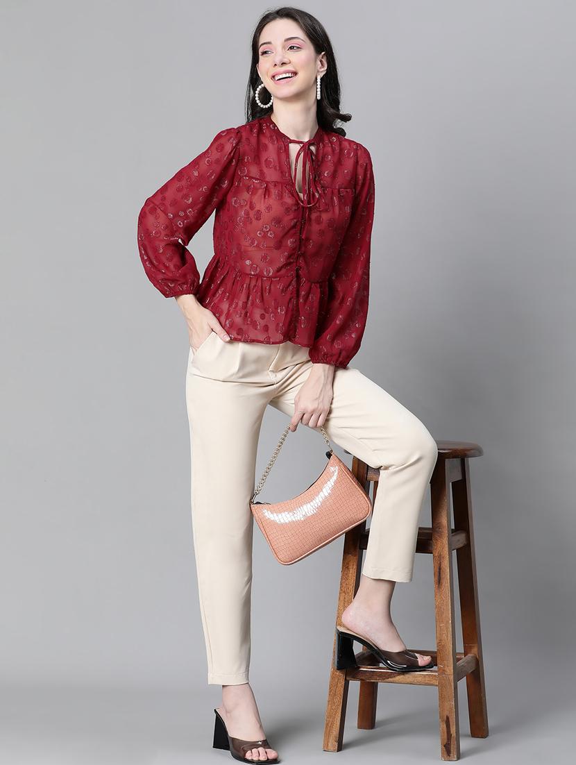 women self designed puff sleeves top - 20592367 - Standard Image - 4