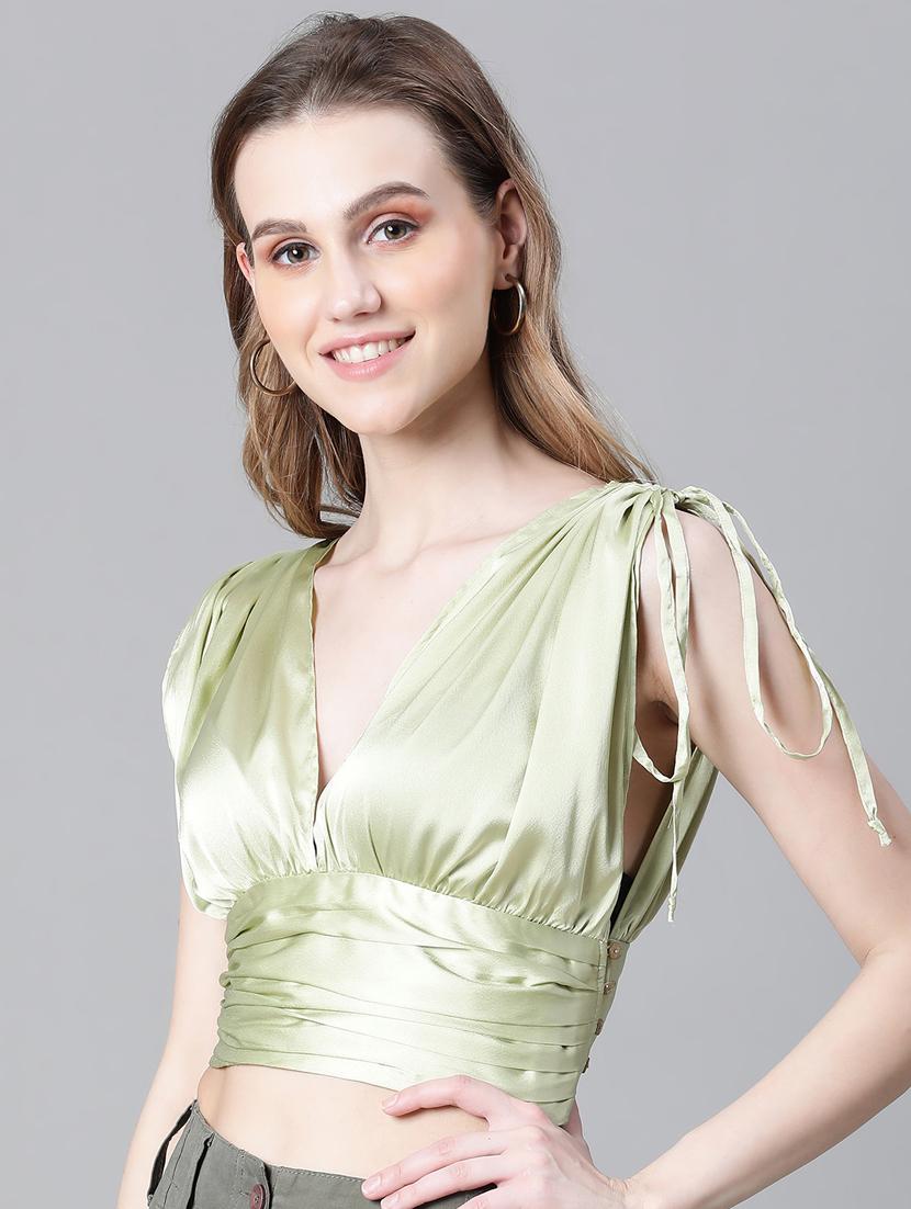 women solid sleeveless crop top - 20592371 - Standard Image - 1