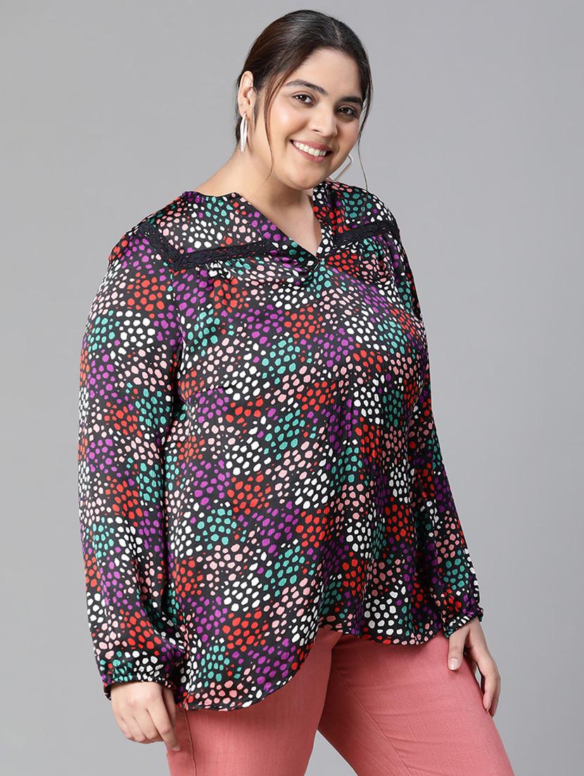 plus size women printed straight top - 20592375 - Standard Image - 1