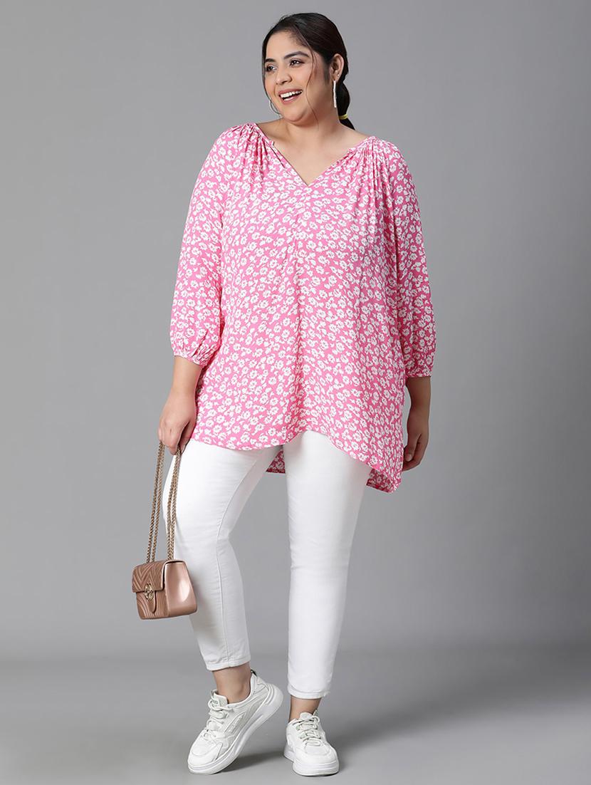 plus size women printed high low top - 20592397 - Standard Image - 4