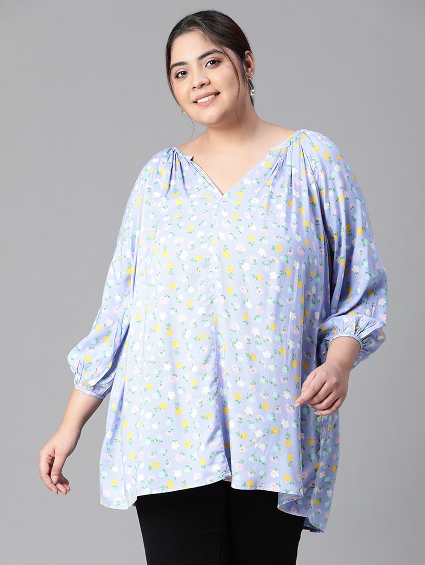 plus size women floral print high low top - 20592400 - Zoom Image - 0
