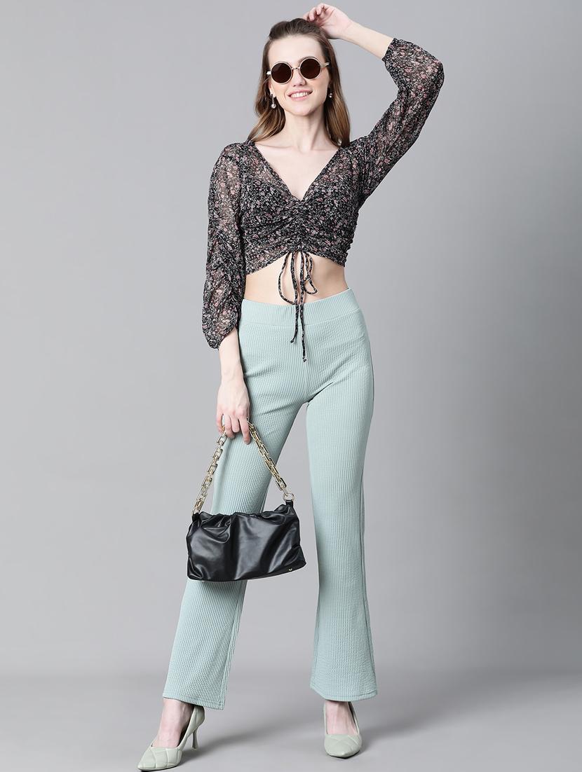 women floral print ruched sleeves top - 20592405 - Standard Image - 4
