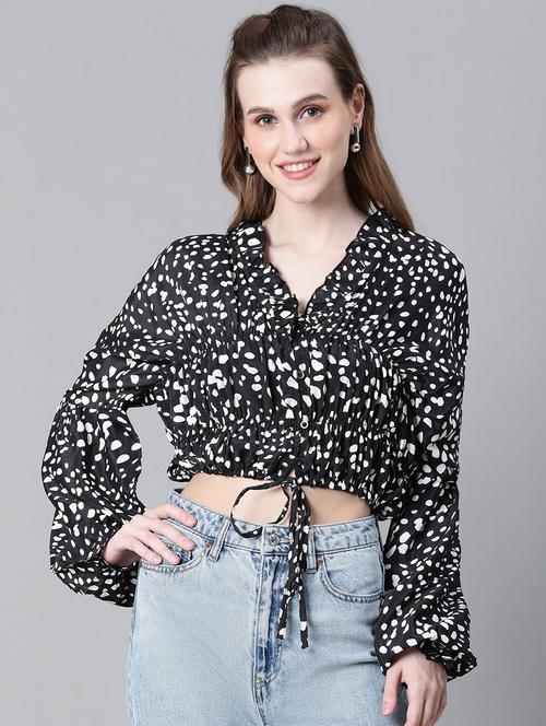 women animal print blouson top - 20592423 - Standard Image - 0