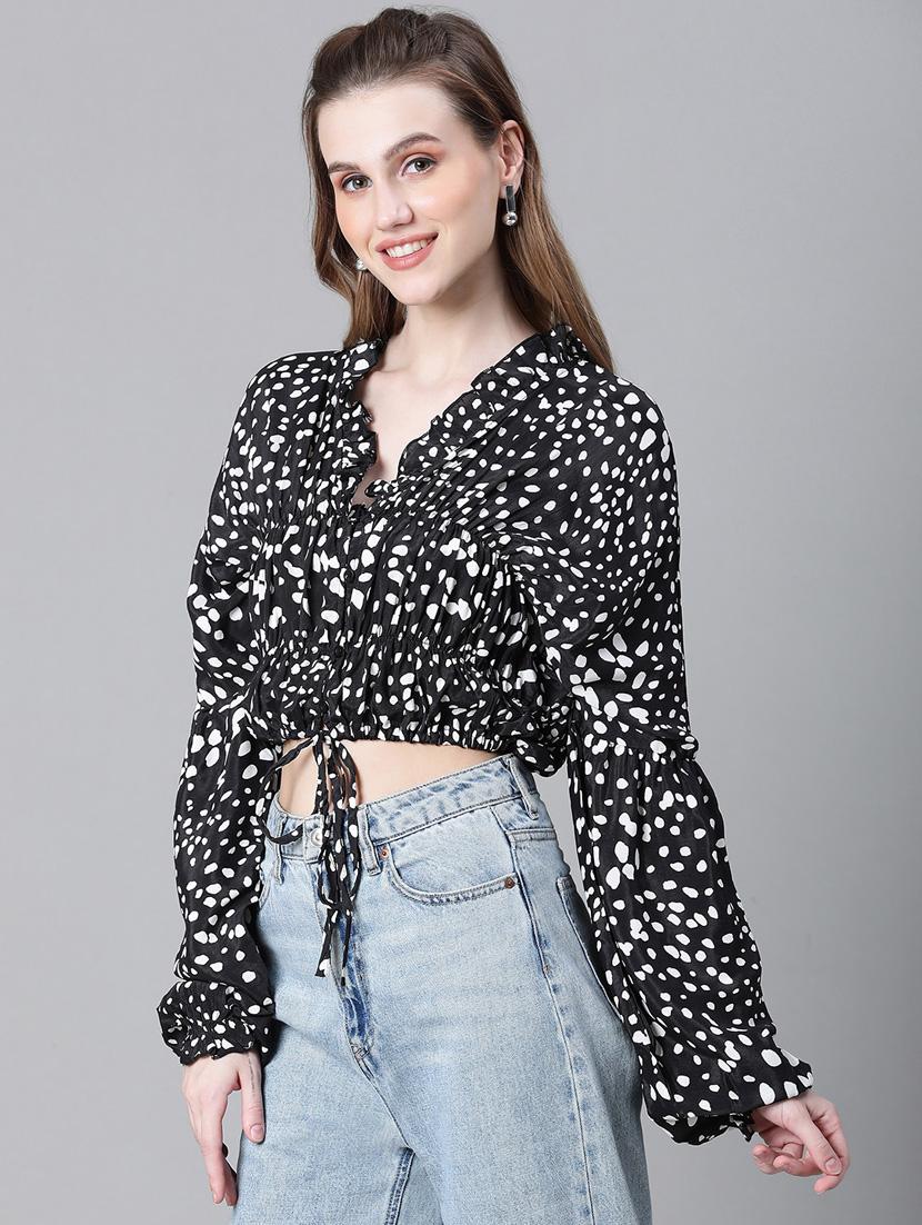 women animal print blouson top - 20592423 - Standard Image - 1