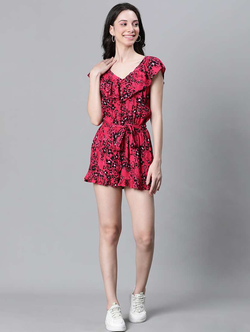 women pink printed detailed romper - 20592625 -  Standard Image - 4