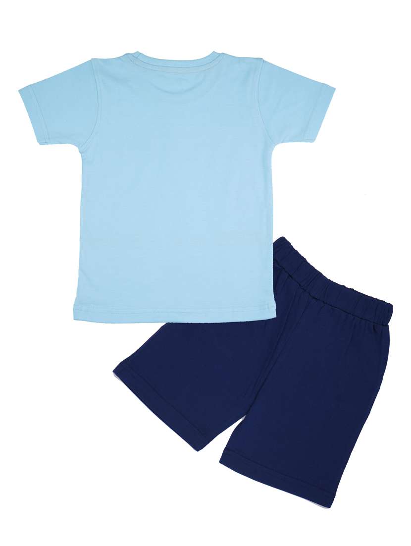 boys blue printed shorts twin set - 20592808 -  Standard Image - 1