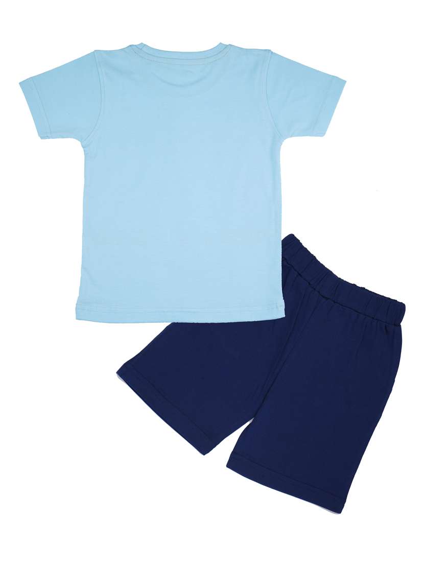boys blue printed shorts twin set - 20592809 -  Standard Image - 1