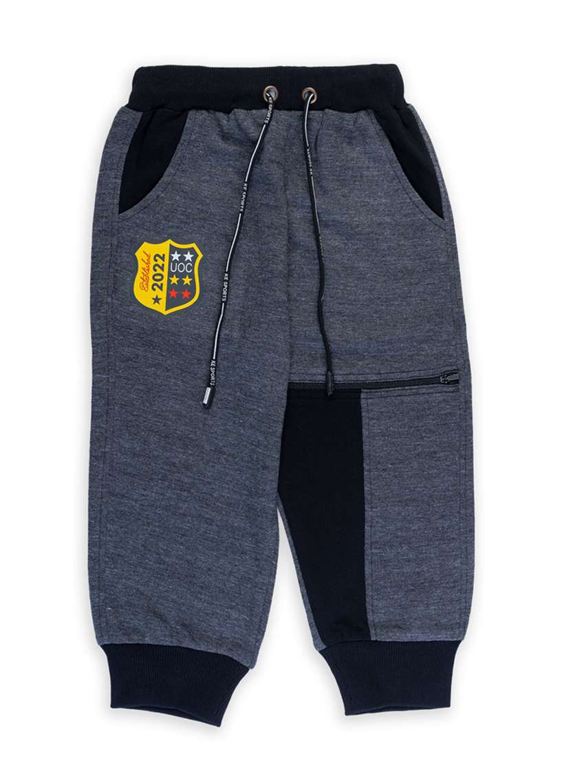 boys black color block regular jogger
