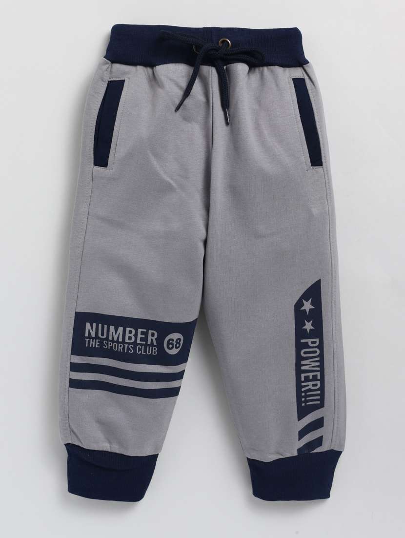 boys grey colour block regular jogger