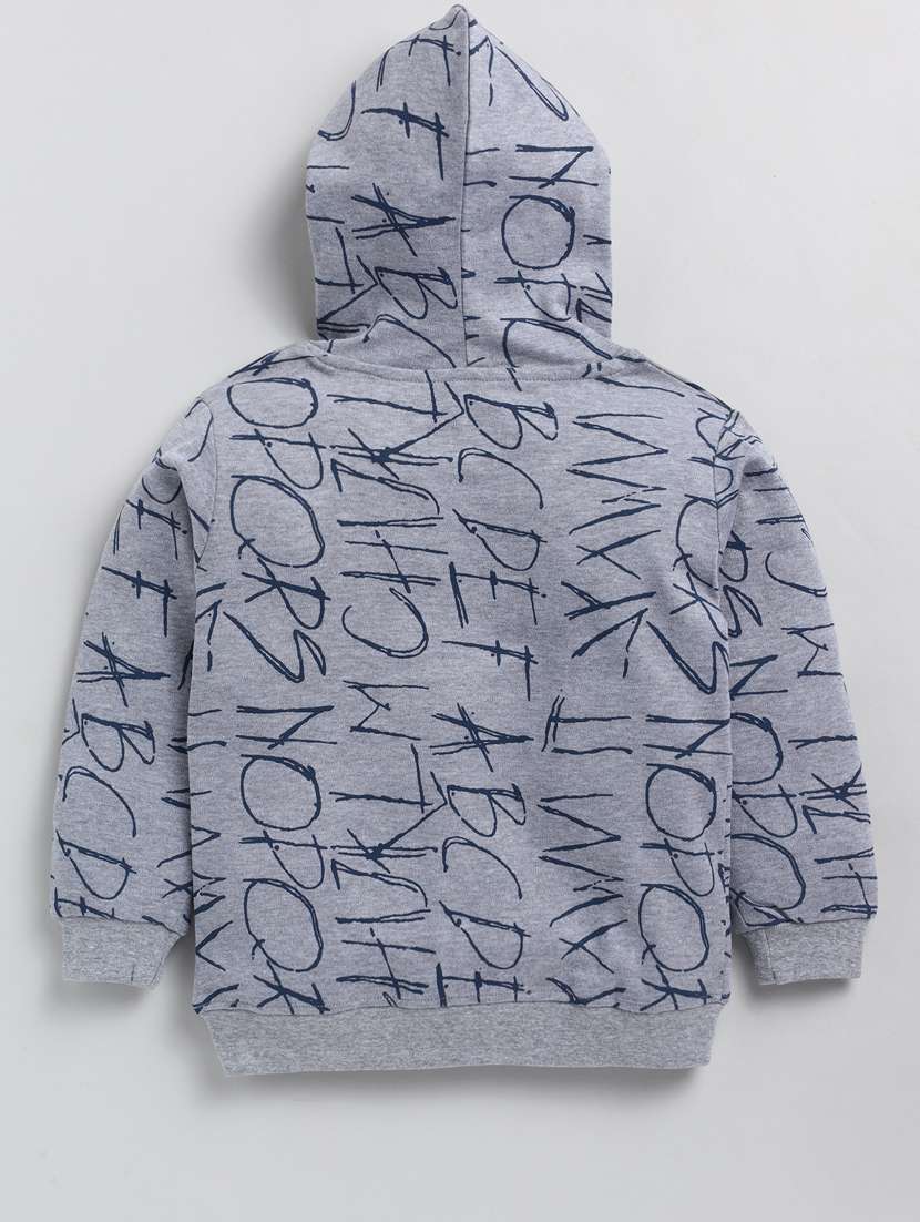 boys grey printed hooded sweatshirt - 20593153 -  Standard Image - 1
