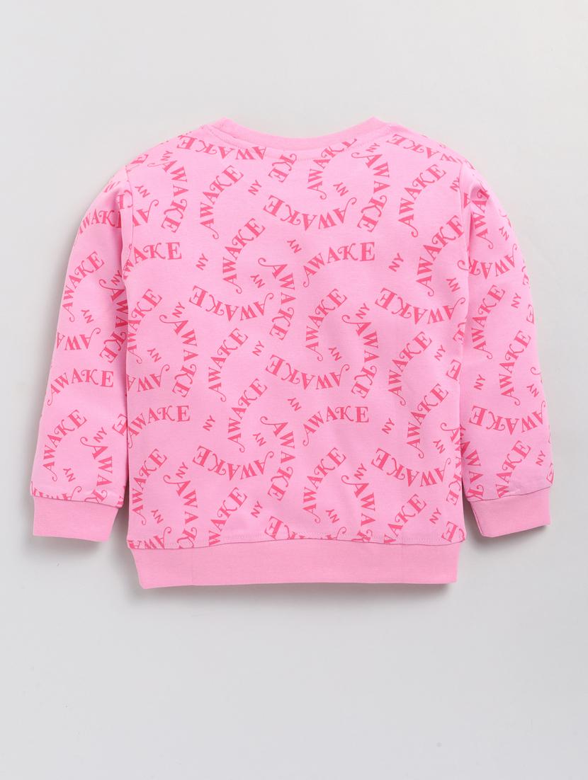 girls round neck typographic regular sweatshirt - 20593201 - Standard Image - 1