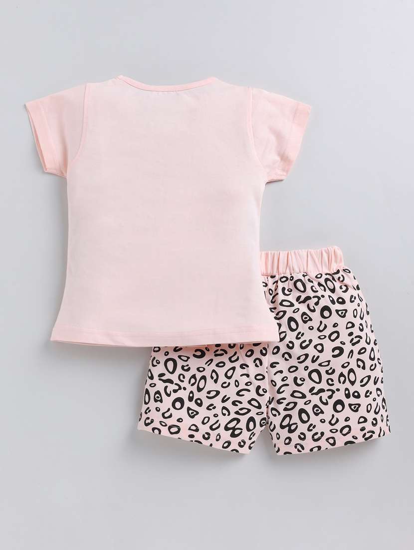girls round neck graphic regular t-shirt & shorts set - 20593334 -  Standard Image - 1