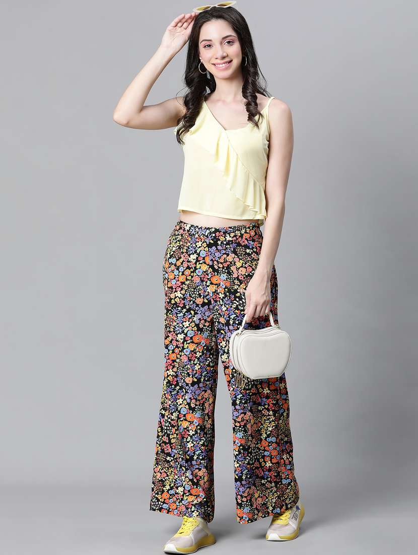 black floral printed wide leg trouser - 20593464 -  Standard Image - 4
