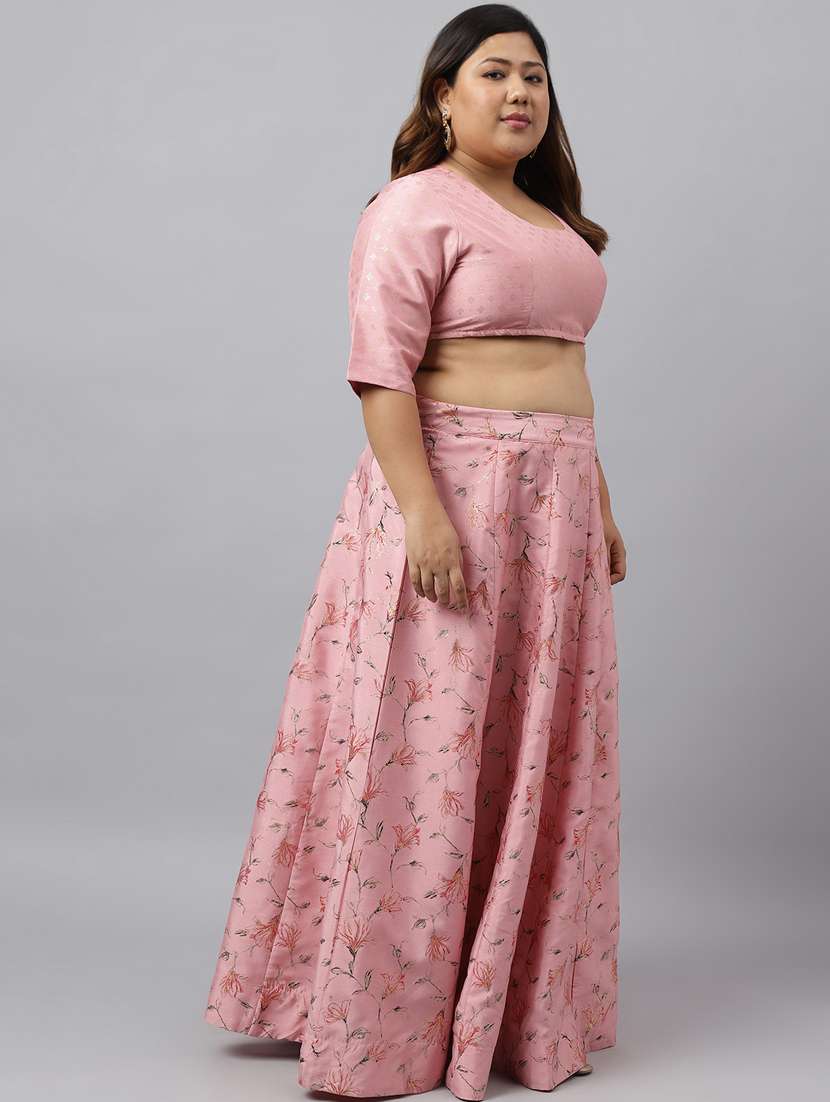pink flared lehenga choli with dupatta set - 20593479 -  Standard Image - 1