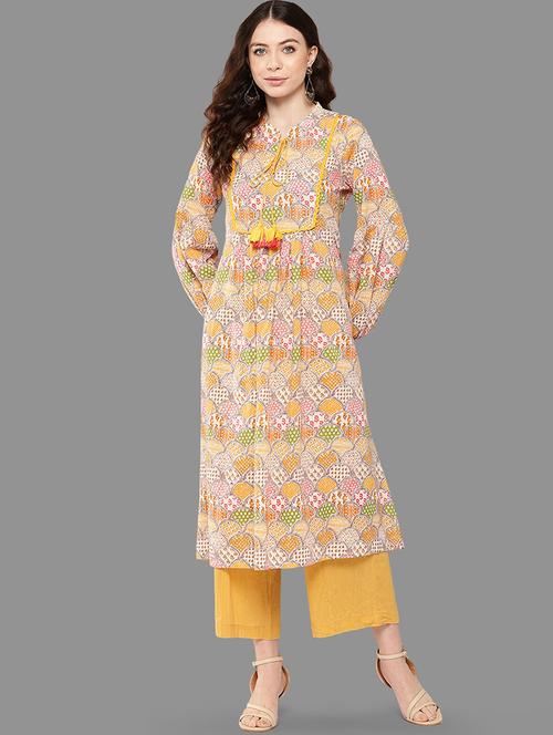 women long sleeve a-line kurta - 20593516 -  Standard Image - 0