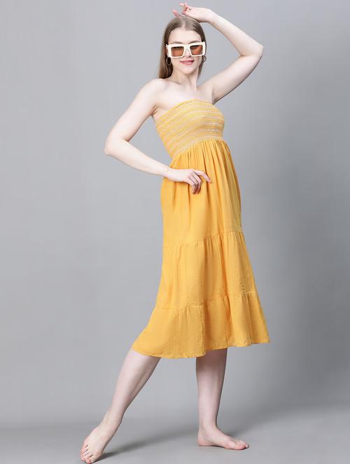 women yellow solid cotton coverup - 20594079 - Standard Image - 0