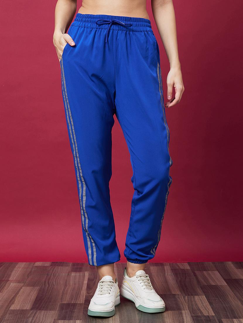 women high rise blue solid track pant - 20594208 -  Standard Image - 1