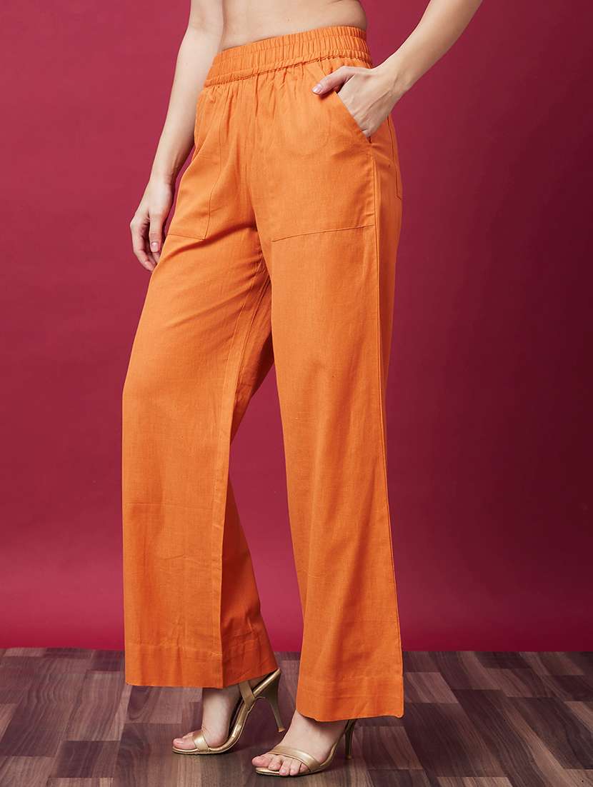 women solid wide leg trouser - 20594210 -  Standard Image - 1