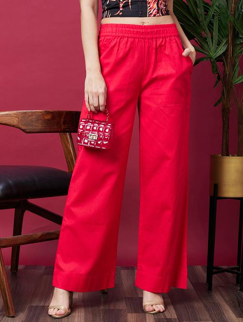 women solid wide leg trouser - 20594211 - Standard Image - 0