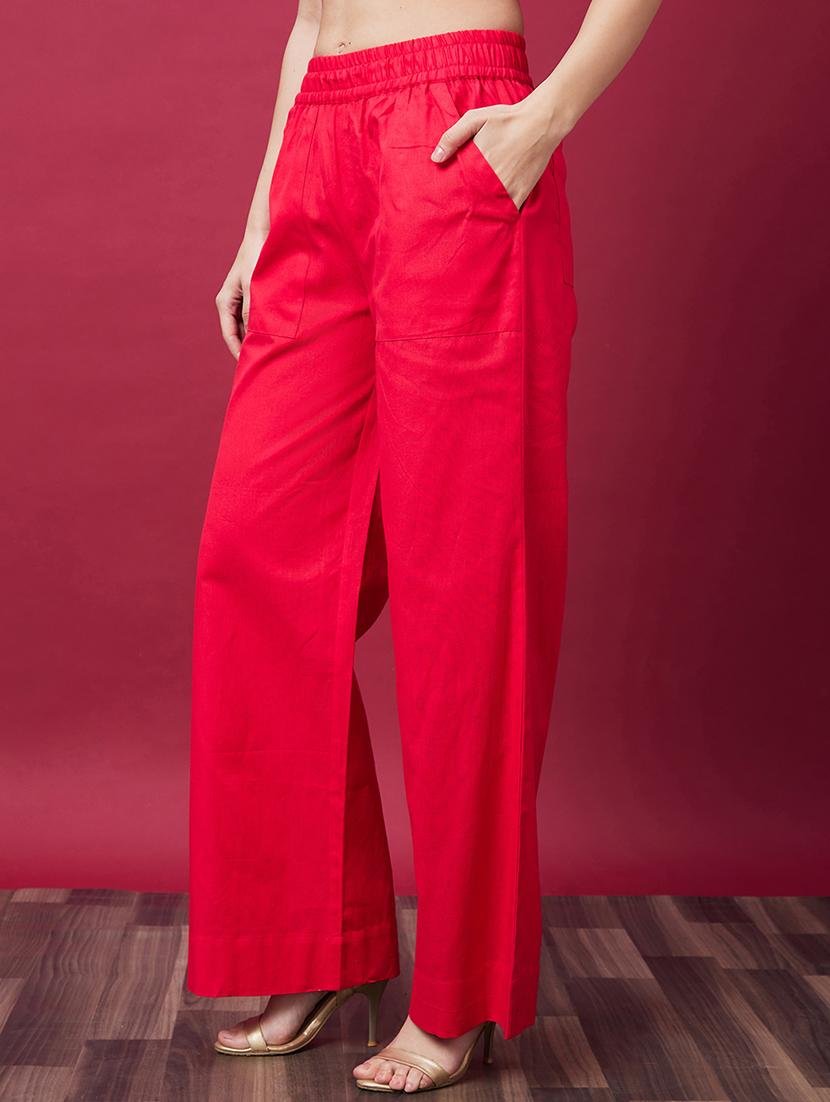 women solid wide leg trouser - 20594211 - Standard Image - 1