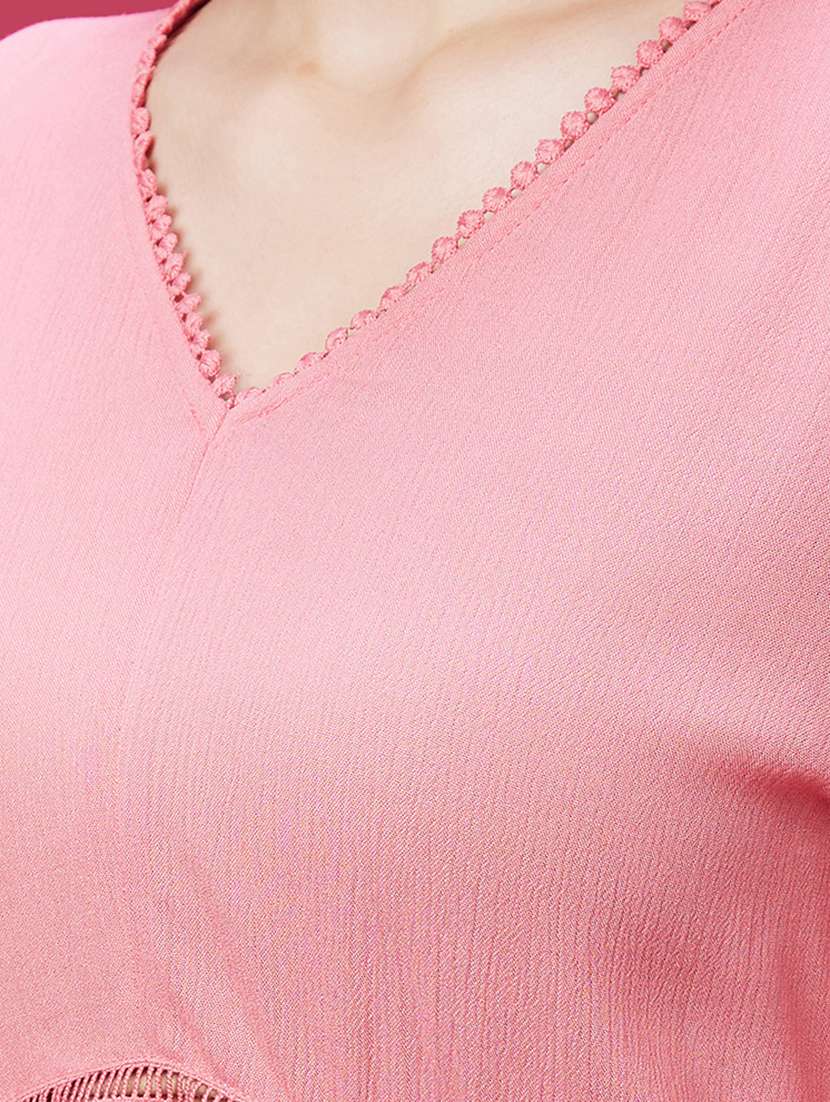 women pink solid full sleeve regular top - 20594260 -  Standard Image - 4