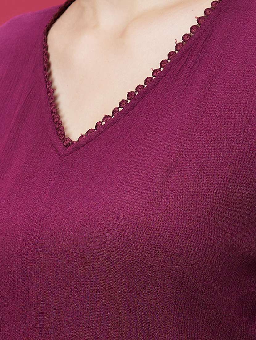 women purple solid full sleeve regular top - 20594261 -  Standard Image - 4