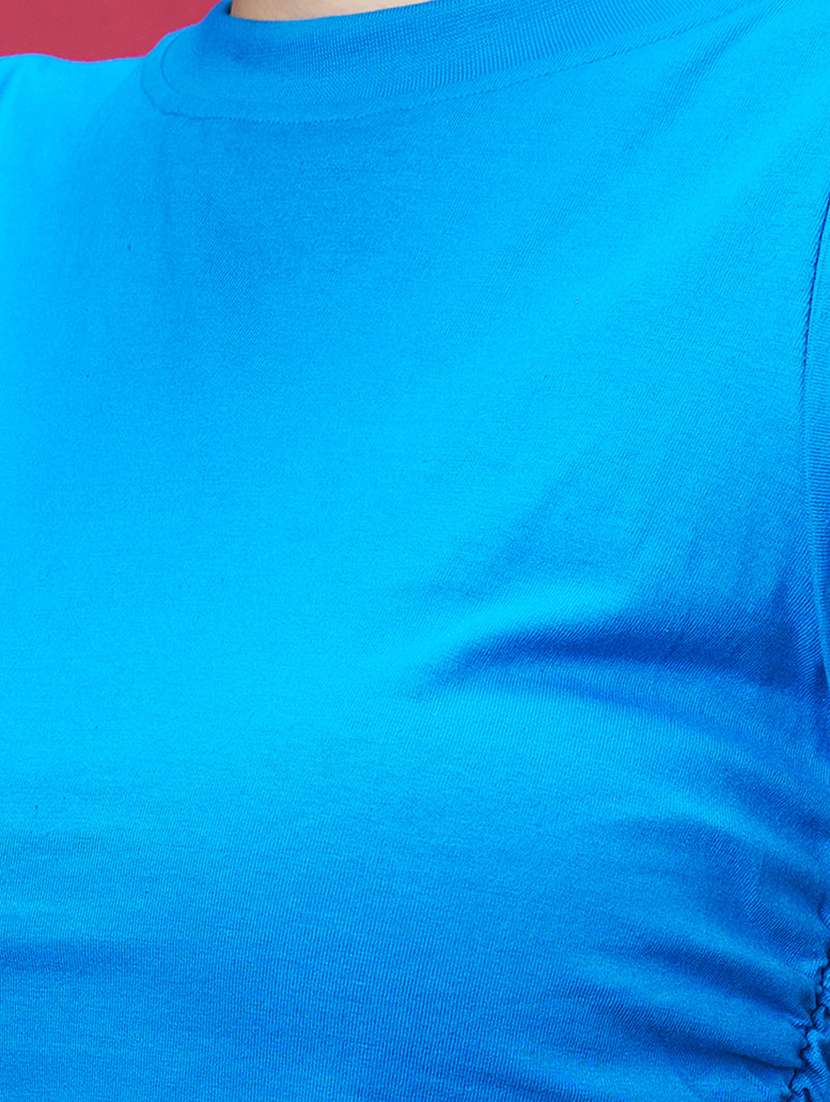 women blue solid crop top - 20594264 - Standard Image - 4