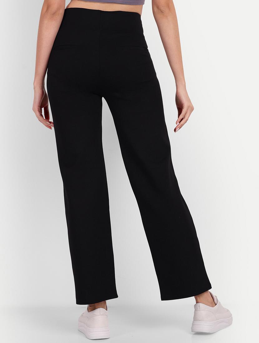 women black solids full length trousers - 20594337 - Standard Image - 1