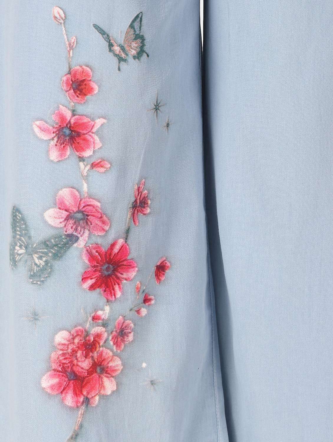 women mid-rise light blue floral printed palazzo - 20594452 -  Standard Image - 4